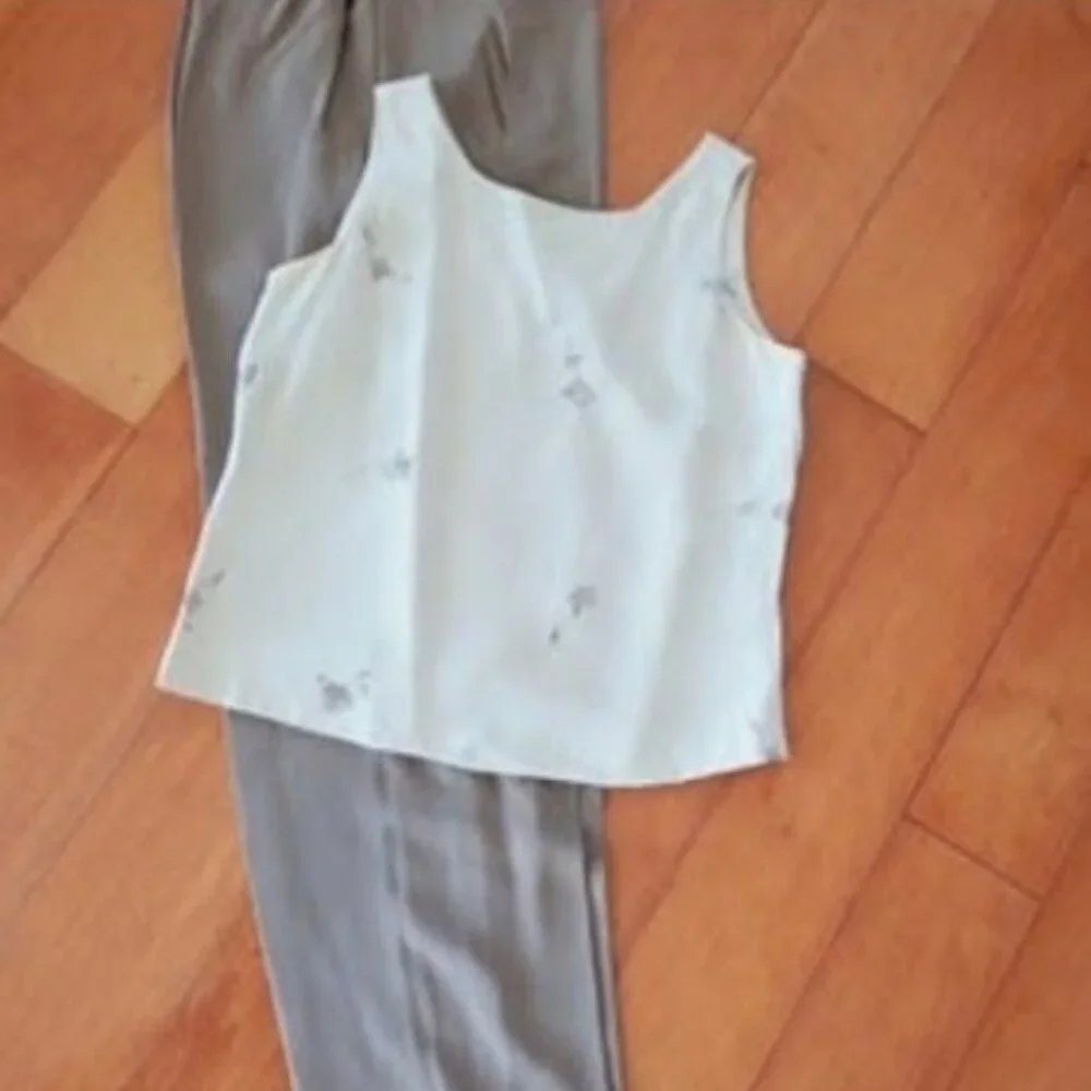 3 pieces vtg silk pants suit by Sandra King,  S